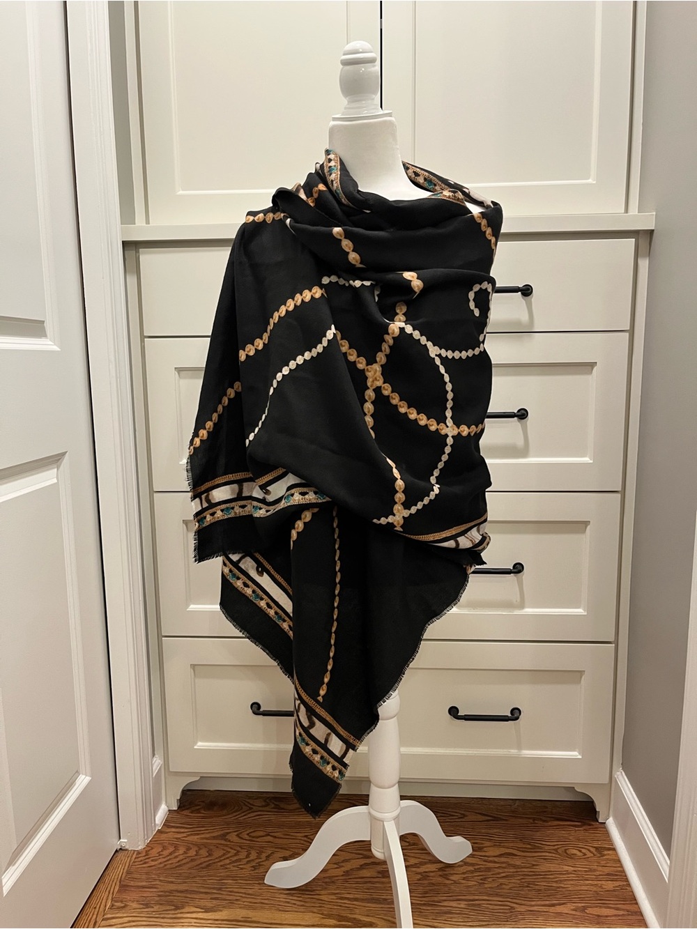 CHICO’s Five Way Wrap Drape Shawl. Neutral Tones. One Size.